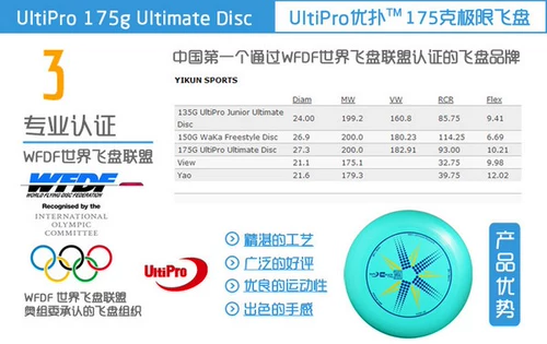 Бесплатная доставка WFDF Wing 7 175 грамм Yikun Professional Extreme Sports Flying Disk.