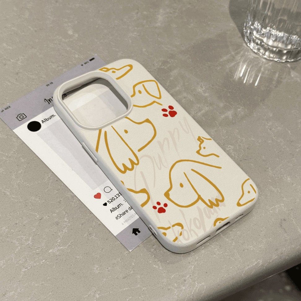 黄色线条狗适用OPPOreno12手机壳reno11pro卡通reno10皮纹OPPO防摔5/6/7/8男9女款a2Pro软壳a96保护k9s套pr - 图1