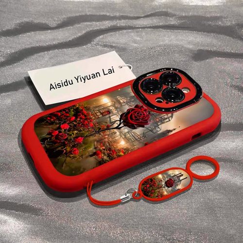 玫瑰城堡适用苹果16promax手机壳iPhone15pro新款14plus硅胶13软壳12xsmax男iPhonexr女款xs78plus情侣3se2x - 图0