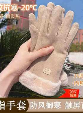 冬季德绒加厚防风触屏保暖手套女