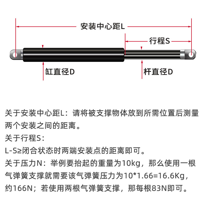 液压气弹簧阻尼器缓冲器气撑杆橱柜下翻门柜门气压杆液压杆支撑杆-图1