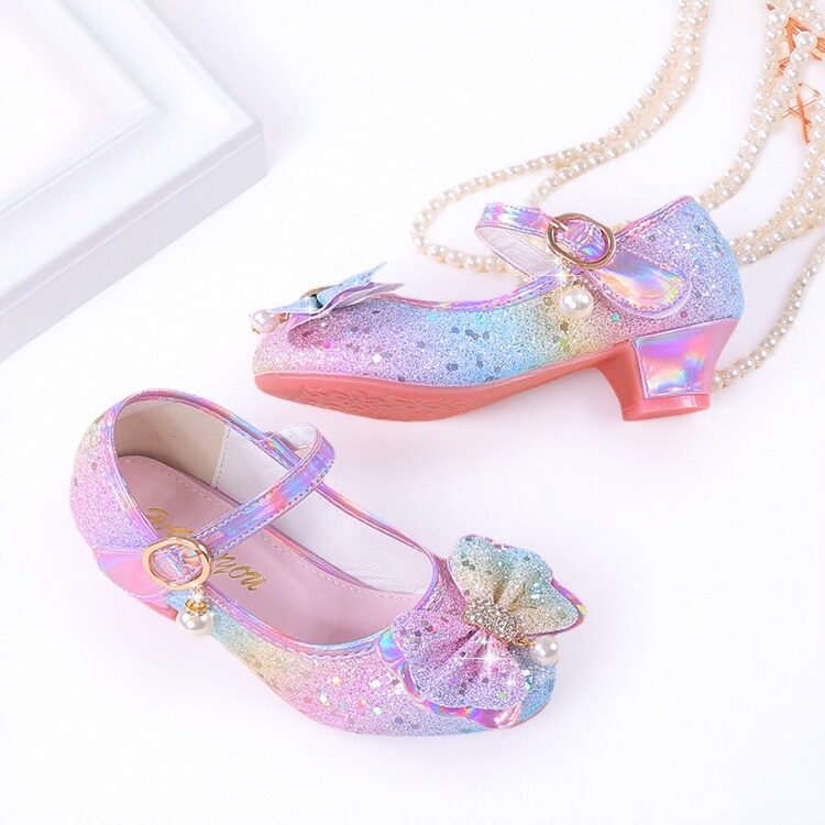 2025年新款女童皮鞋儿童公主单鞋时尚韩版高跟彩色亮片女孩水晶鞋,淘宝优惠券,粉丝福利购,淘宝优惠卷