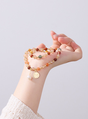 普陀山天然6MM福禄寿手串施华洛琉璃INS风高级感水晶手串琉璃手串