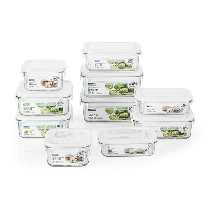 Glasslock韩国钢化玻璃密封冰箱收纳储物保鲜盒耐热便当盒多件套,淘宝优惠券,粉丝福利购,淘宝优惠卷