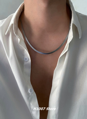 h1007银色钢蛇感嘻哈纯欲风项链