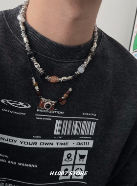 趣味相机叠戴毛衣链男款项链女生锁骨链小众设计感嘻哈冷淡风饰品