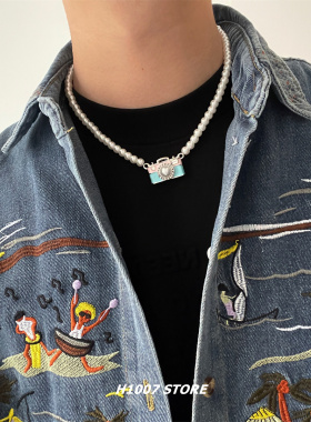 可爱KT猫相机项链女小众设计百搭锁骨链配饰男毛衣链饰品2025新款