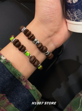 原创设计手作新中式真咖啡豆很醒脑女手串小众男款手链情侣款饰品