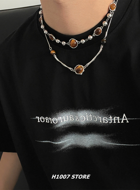 虎眼石复古串珠项链秋冬新款