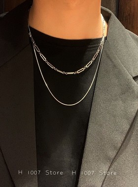 原创设计风拼接双层钛钢毛衣链