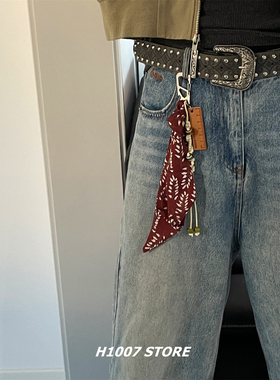 做旧复古压花金属扣女皮带男小众设计感腰带y2k配裙子休闲工装裤