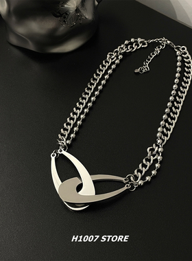 钛钢不掉色几何不规则金属缠绕锁骨链赛博朋克高级感男项链女颈链