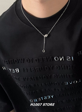 夏季新款小蛮腰钛钢项链男嘻哈风女生小众设计感锁骨链情侣毛衣链