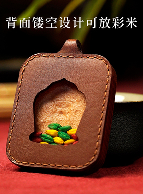 新非遗千古意西藏手工唐卡手绘五爷扎基拉姆国潮男女吊坠皮雕唐卡