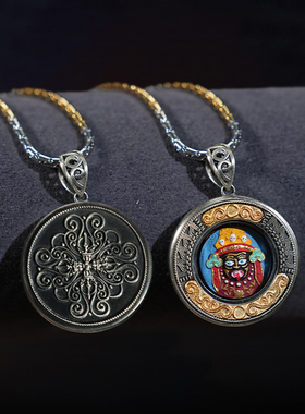 金银错唐卡吊坠迷你小擦擦五路财神绿度母扎基拉姆五爷观音嘎乌盒