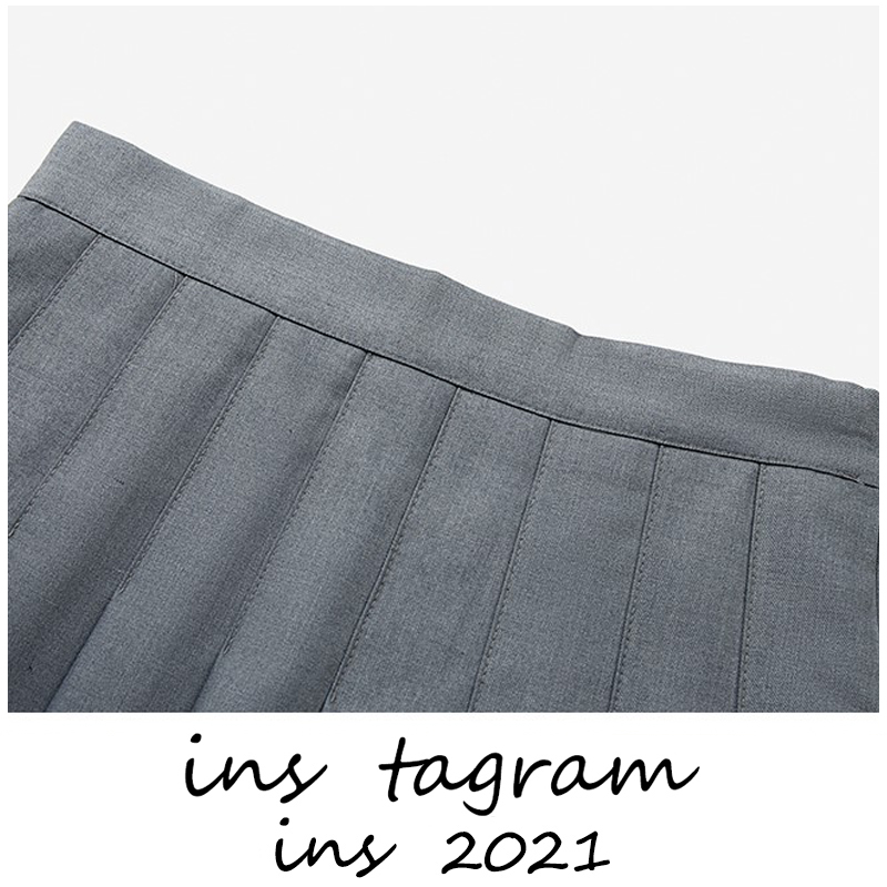 百褶裙女a字半身裙秋冬季2023年新款高腰显瘦黑灰色短裙西装裙子 - 图0