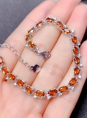 银镀白金精工镶嵌高净度黄水晶时尚日韩小清新潮流百搭休闲手链