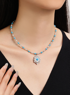 高精工复古风珍珠配松石珠宝感足