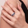 Three-color square colored gem micro-set ring, light luxury and niche personality