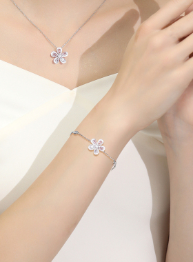银镀金清新甜美花朵手链女