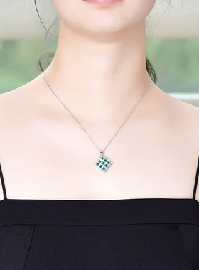 卓蝶珠宝几何菱形女式祖母绿吊坠