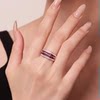 Three-color square colored gem micro-set ring, light luxury and niche personality