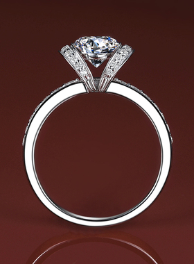 T款经典纯银镶嵌莫桑石钻戒女1克拉钻戒仿钻缎带款仿钻石戒指