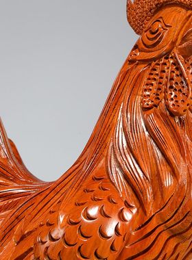 木雕刻大公鸡摆件实木黄花梨木头