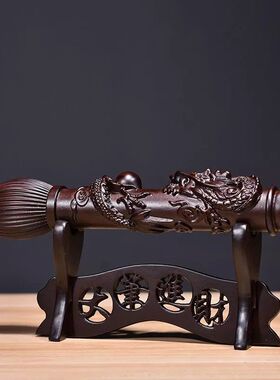 黑檀实木雕刻文昌笔摆件大笔进财