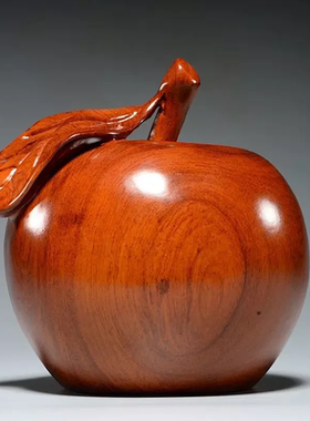 绿色木质雕刻苹果摆件家居客厅装