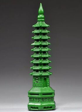 花梨木雕文昌塔摆件绿色实木雕刻家居客厅办公店铺装饰红木工艺品