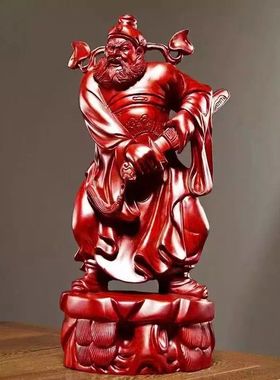 黑檀木雕钟馗像摆件福神钟馗雕像实木质家居客厅店铺装饰品工艺品