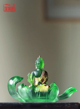 莲花药师佛心缘堂琉璃佛像摆件