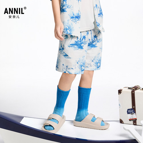 【商场同款】安奈儿童装男童中裤夏新款休闲纯棉裤子AB526662 - 图0