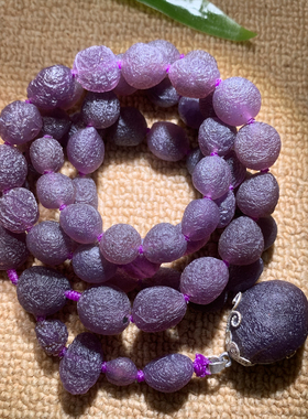 收藏级紫罗兰毛线团项连，对孔尺寸1.2左右，纹理清晰，色均匀