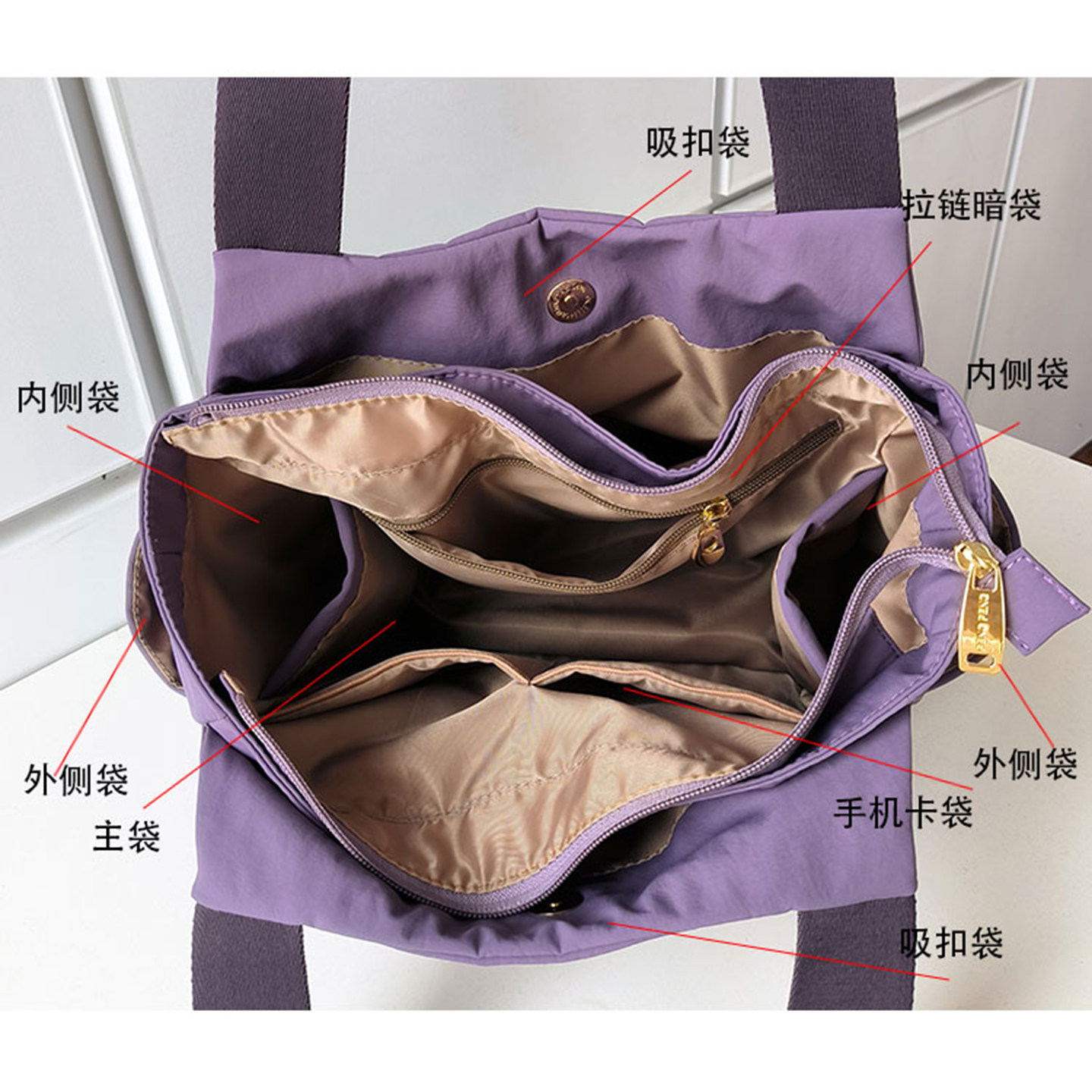 超轻便多兜通勤托特包女2025新款防水尼龙布百搭大容量帆布单肩包,淘宝优惠券,粉丝福利购,淘宝优惠卷