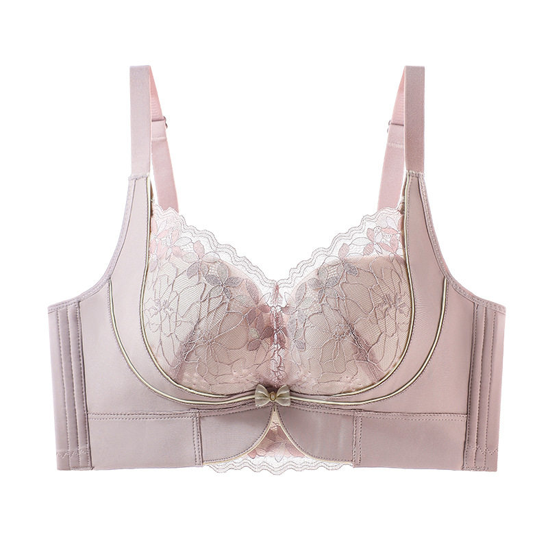 防外扩内衣蕾丝小胸聚拢显大上托文胸调整型收副乳防下垂A90B95C - 图3