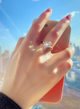 合金戒指 气质时尚女款戒指皇冠经典开口可调节戒指六爪求婚戒指