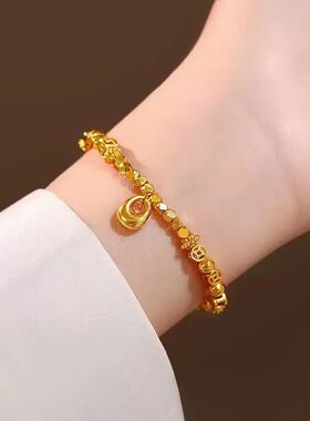 合金手链 新款洋气时尚气质百搭碎碎金钱币手链轻奢小众素款复古