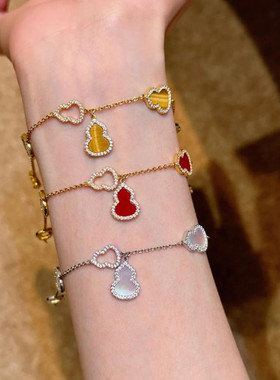 合金手链 简约新中式虎眼福禄葫芦手链复古气质轻奢时尚小众素款