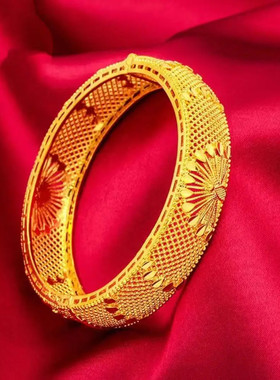 合金手镯 素款精美民族风雕花孔雀开屏卡扣手镯气质时尚百搭