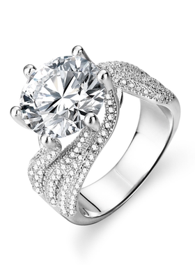 合金戒指 经典设计感气质白色缘定三生戒指时尚豪华法式时髦