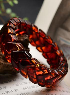 非金属亚克力手链 复古红色单圈手链手牌时尚百搭精致大气手链