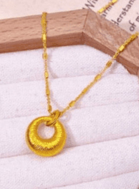 合金项链 金色星光链小坨峰拉丝胖福平安扣项链气质精美时尚百搭