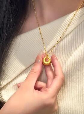 合金项链 素款胖坨坨时尚百搭气质平安扣简约精美项链轻奢小众
