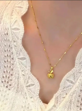 合金项链 甜美可爱平安果时尚百搭气质简约精美项链轻奢素款精致