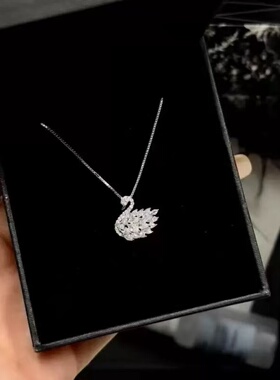 合金项链 超仙白天鹅形闪钻项链时尚轻奢百搭精致手工小众气质
