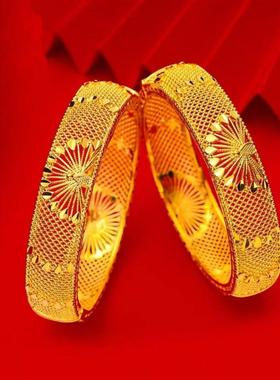 合金手镯 精美设计风雕花孔雀开屏卡扣手镯百搭复古时尚气质