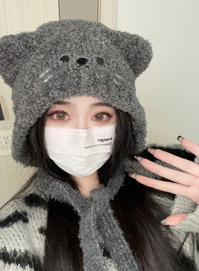 冬季可爱显脸小护耳帽子女