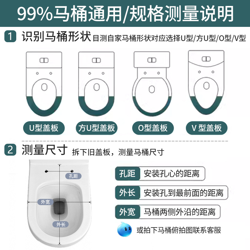 马桶盖板 家用通用加厚厕所板马桶圈老式UVO型抽水坐便器盖板配件 - 图2